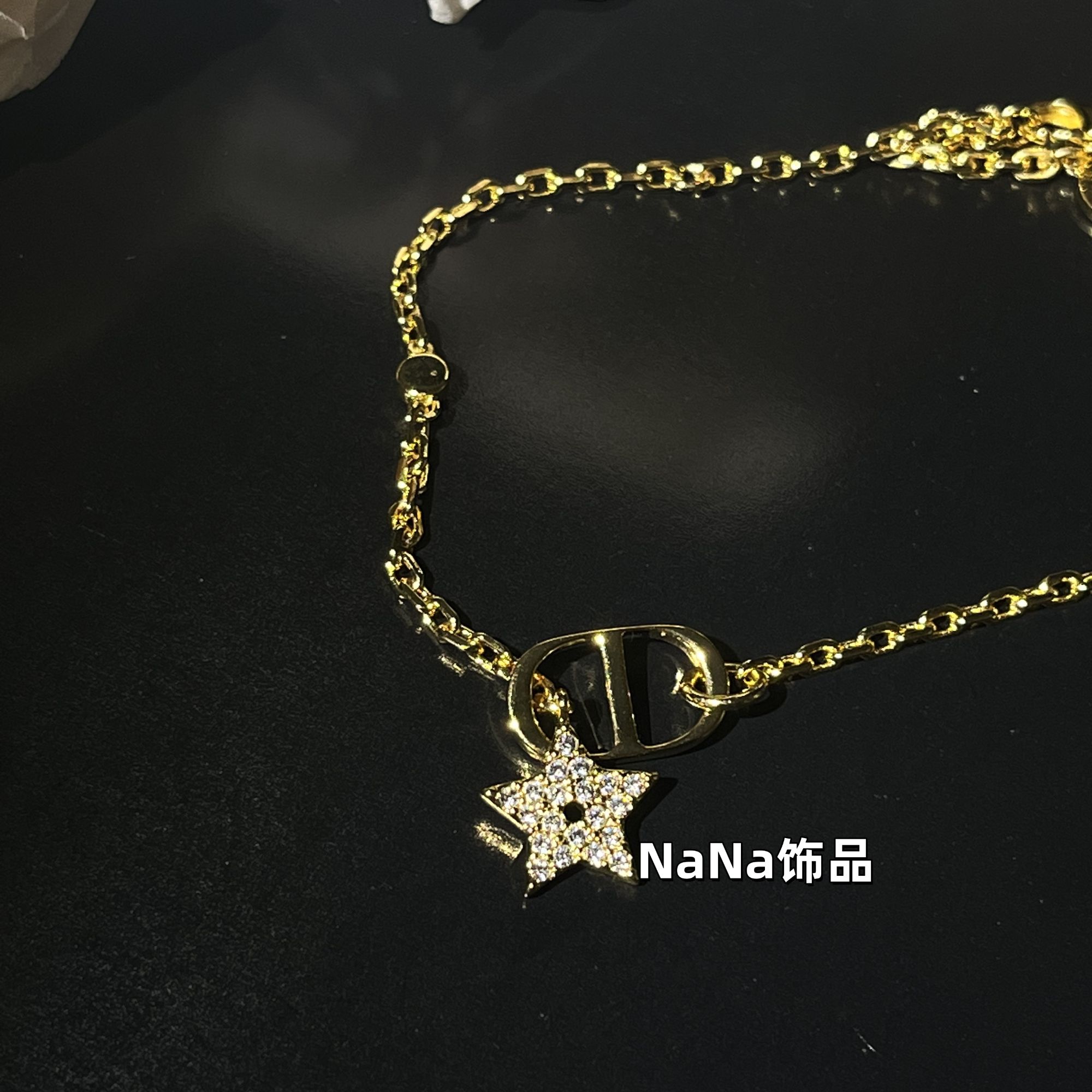 铜合金手链 满锆星星字母手链C104