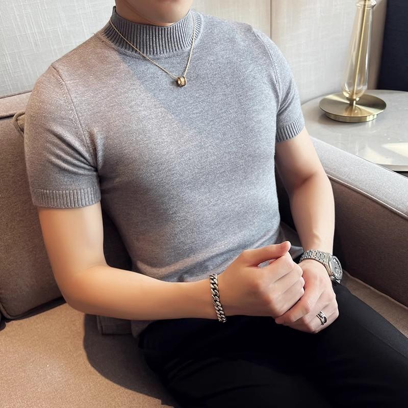 (主播身上同款内搭）秋冬短袖毛衣针织衫圆领打底衫修身半高领体恤