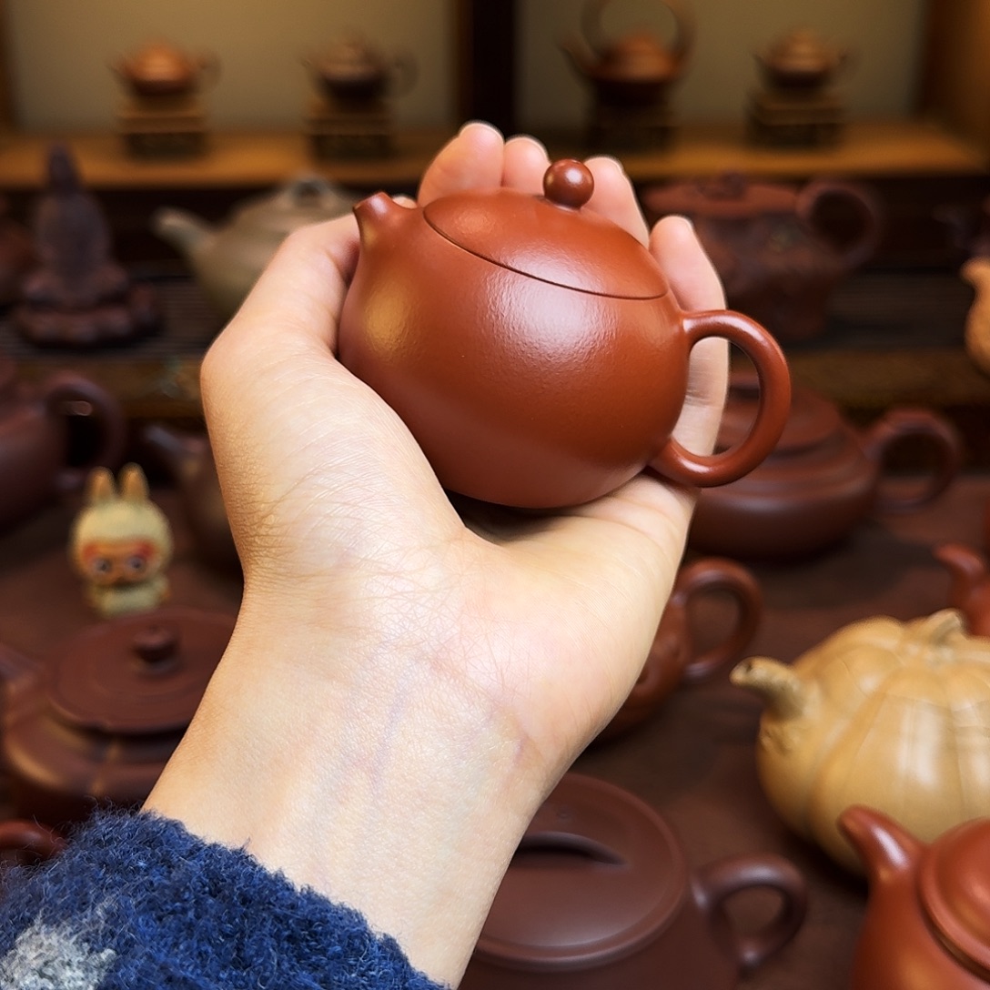 @***@紫砂茶壶西施壶，朱泥
