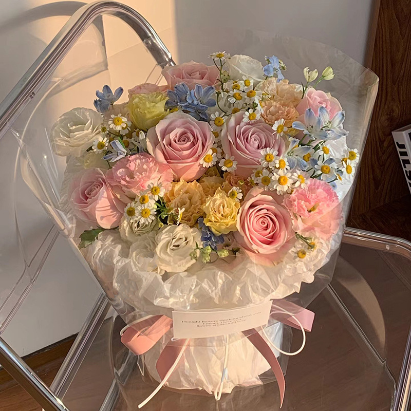永生花粉雪山奶油花束送女朋友闺蜜仿真香皂花情人节生日礼物花束