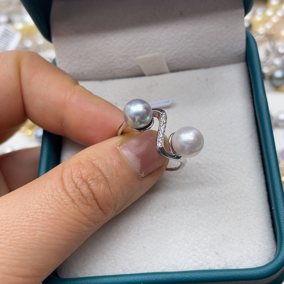 海水珍珠戒指银S925镶嵌