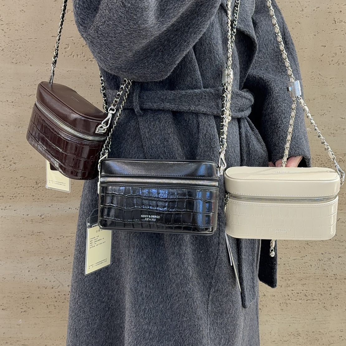 【偲偲家专属】轻奢时尚百搭潮流女士包包新款石头纹理经典盒子包