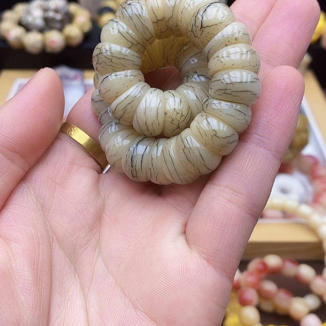 驼骨手串/手链14mm驼骨鸡油黄