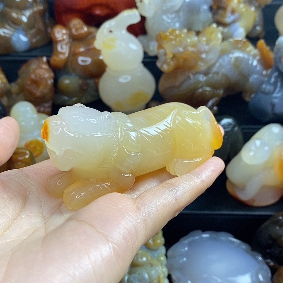 温***丶玛瑙/玉髓未镶嵌手把件