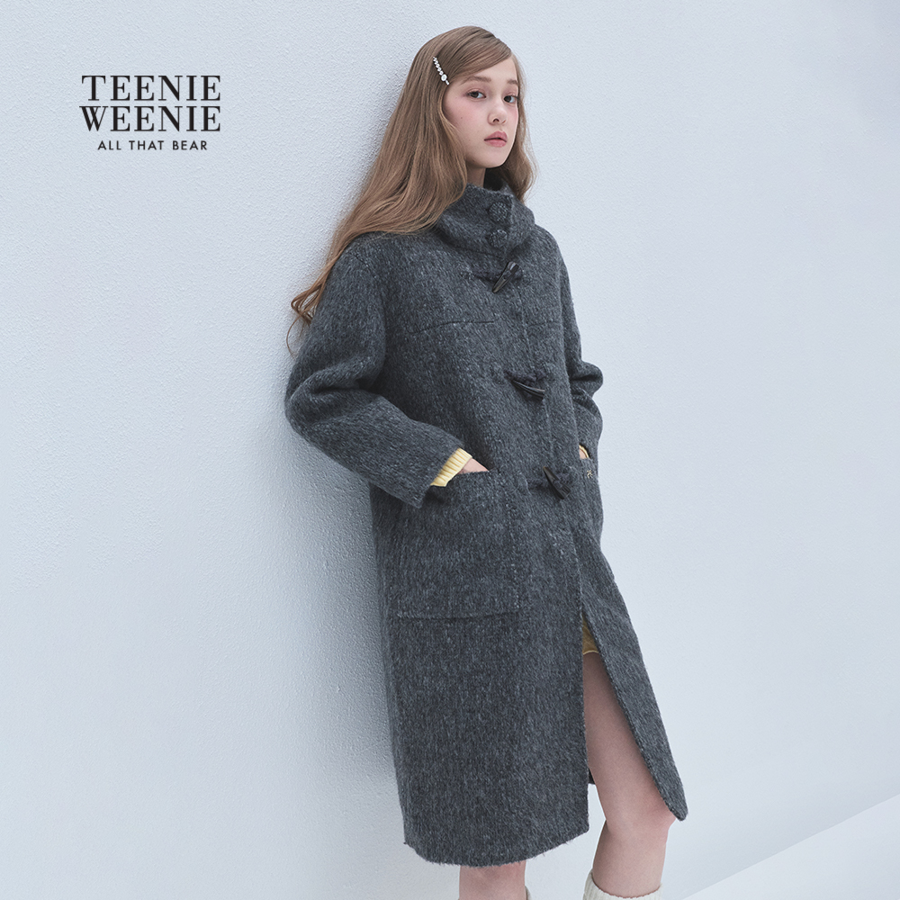 TEENIEWEENIE bearnova简约连帽毛呢大衣女25女呢外套YTJW254VL2A
