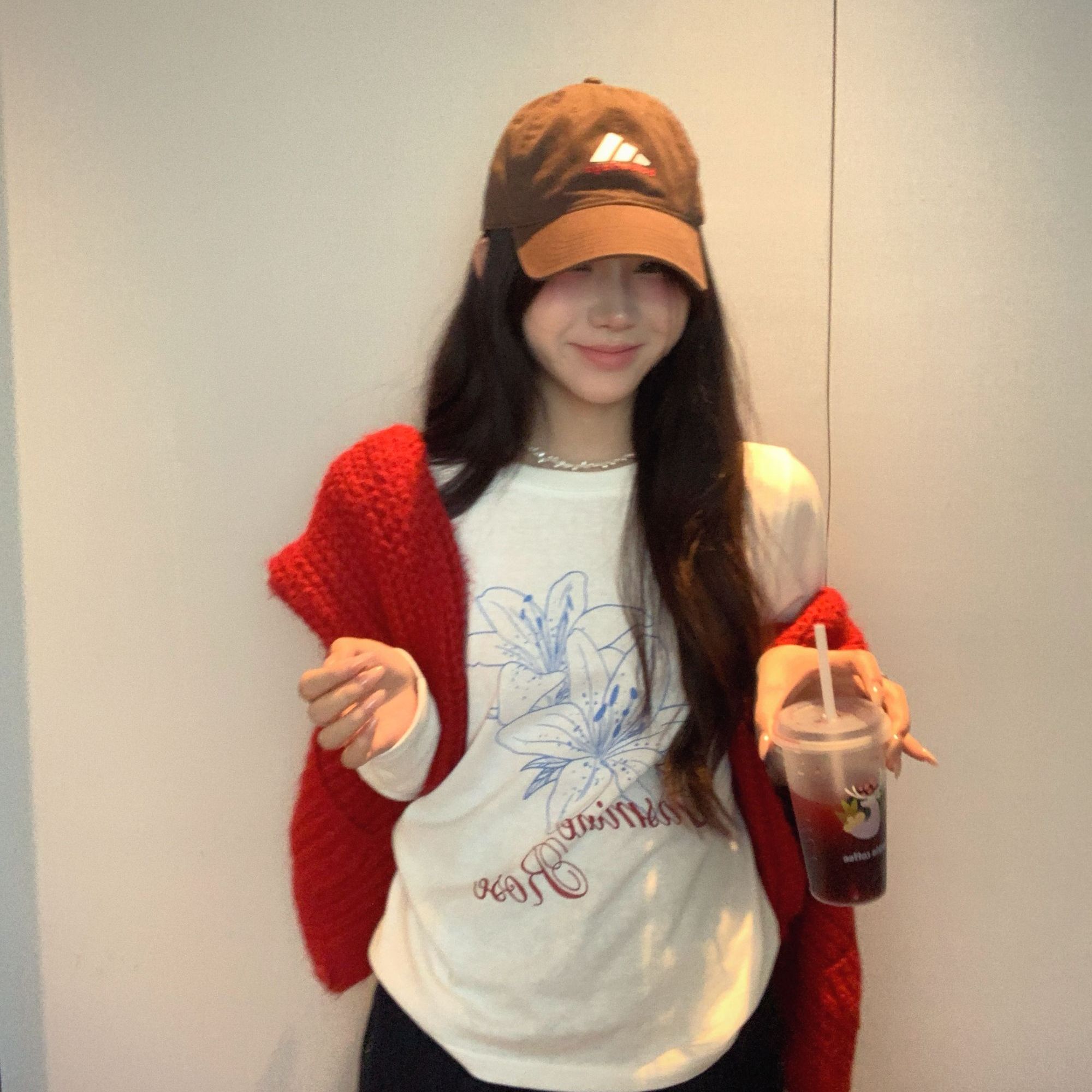 AFRESHM77【松弛假日】花卉印花长袖宽松休闲百搭韩系上衣T恤R0399