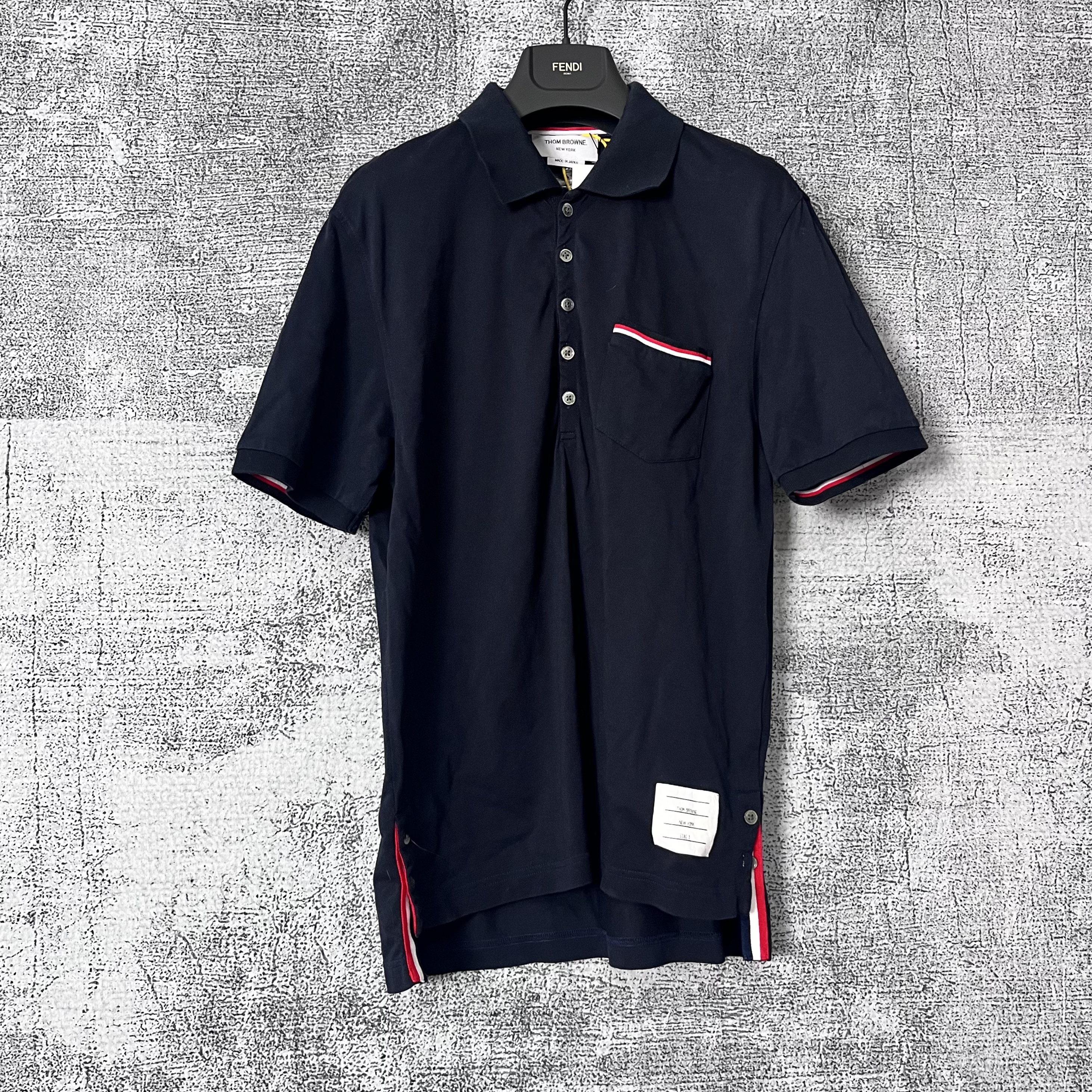 99新 THOMBROWNE 红白条纹polo衫/99新