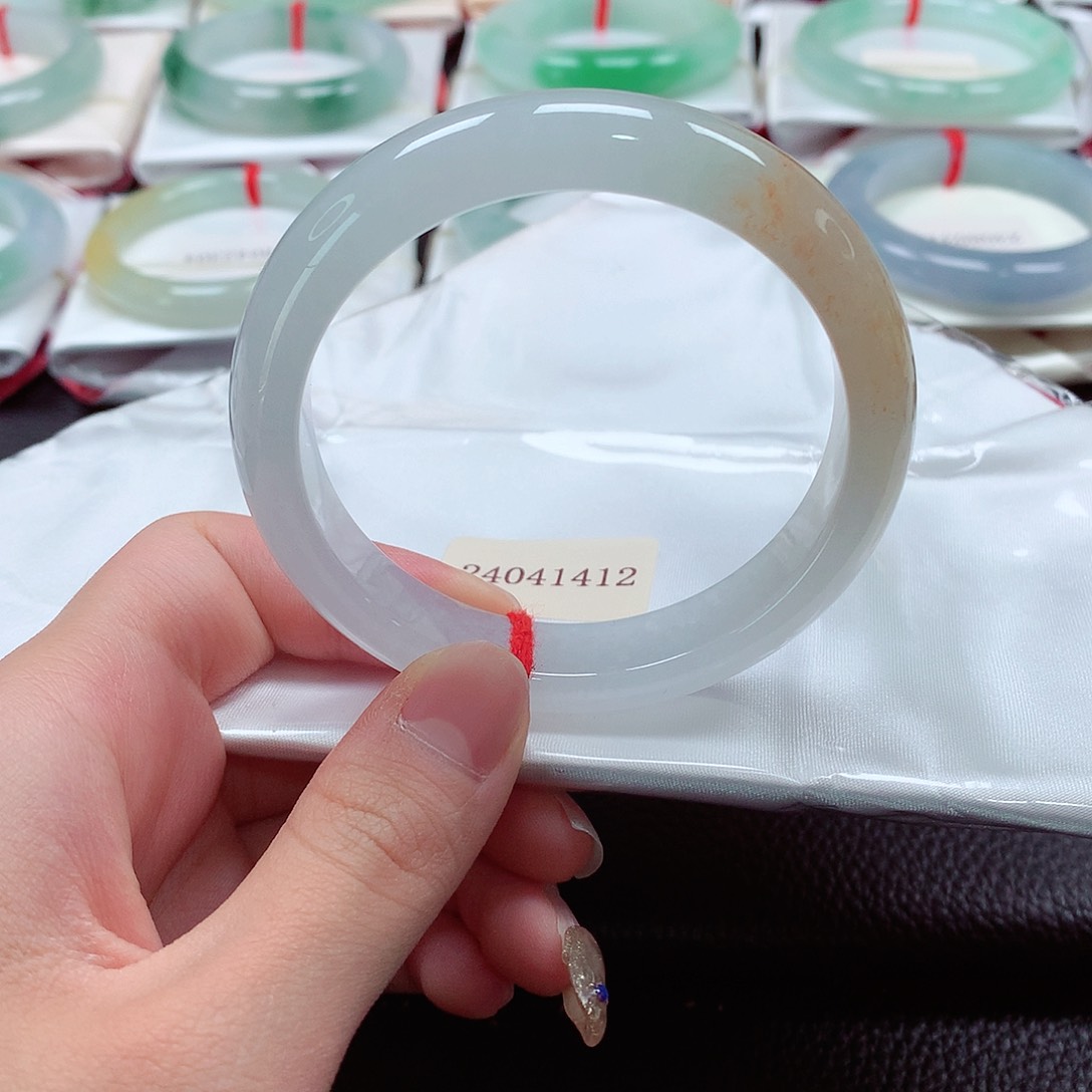 翡翠手镯未镶嵌天然a货翡翠57飘黄翡桂花糕