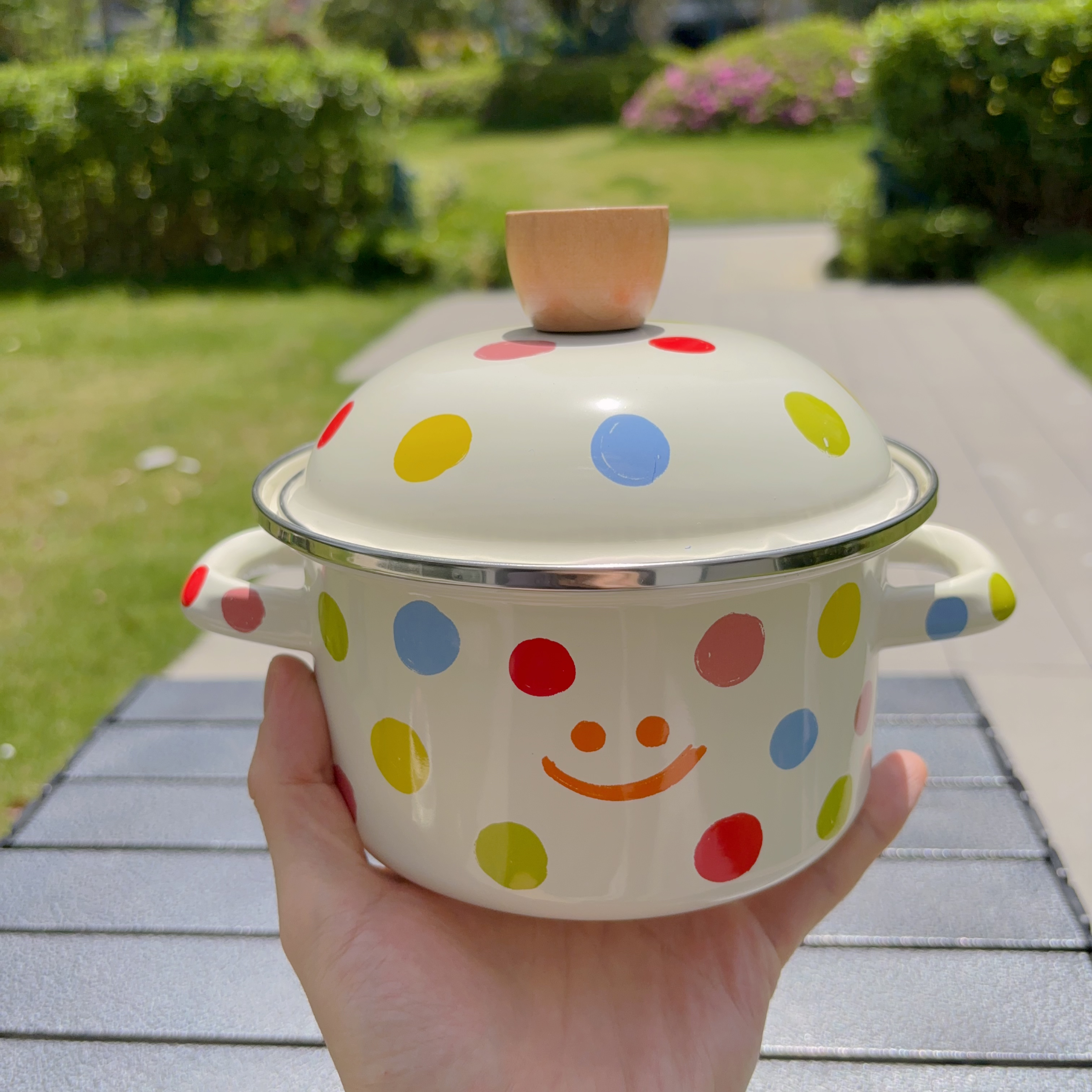 【出小韩订货】数量很少！新款 16CM 1.2L 圆点笑脸双耳锅小汤锅 