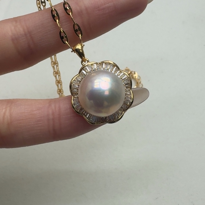 拼合珍珠（马贝珠）颈饰银S925镶嵌