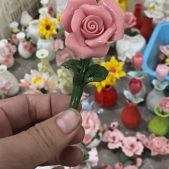 瓷片纯手工陶瓷花摆件瑕
