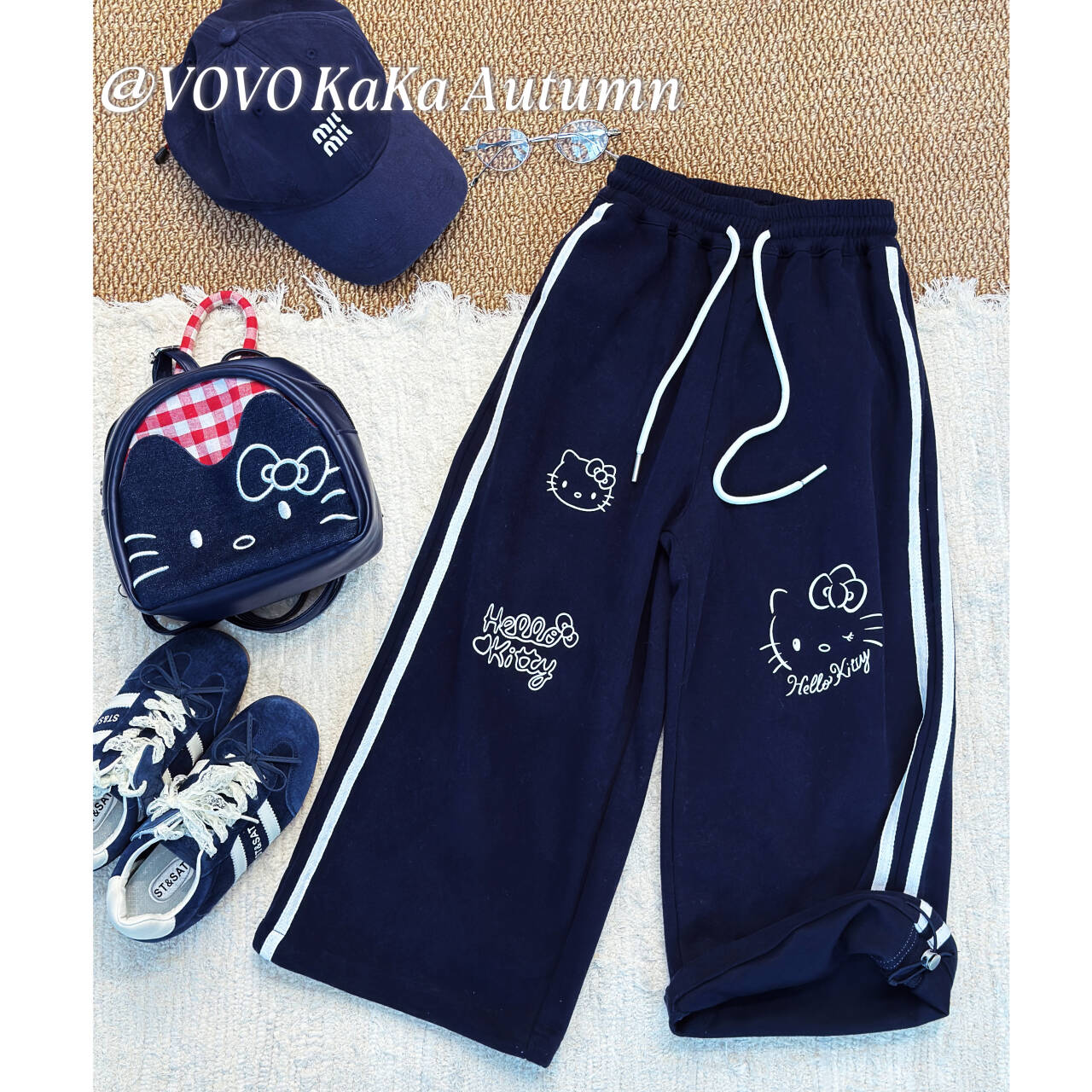 【VOVO品牌店】2025秋季童装新品设计师字母猫咪卫裤 V52070204