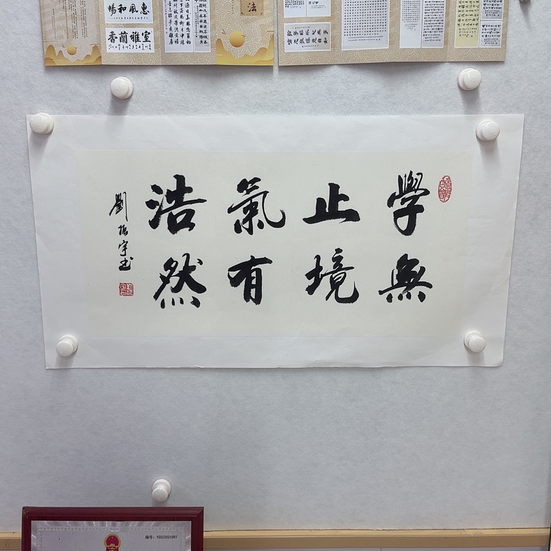 书法学无止境气有浩然  34×68CM二平尺