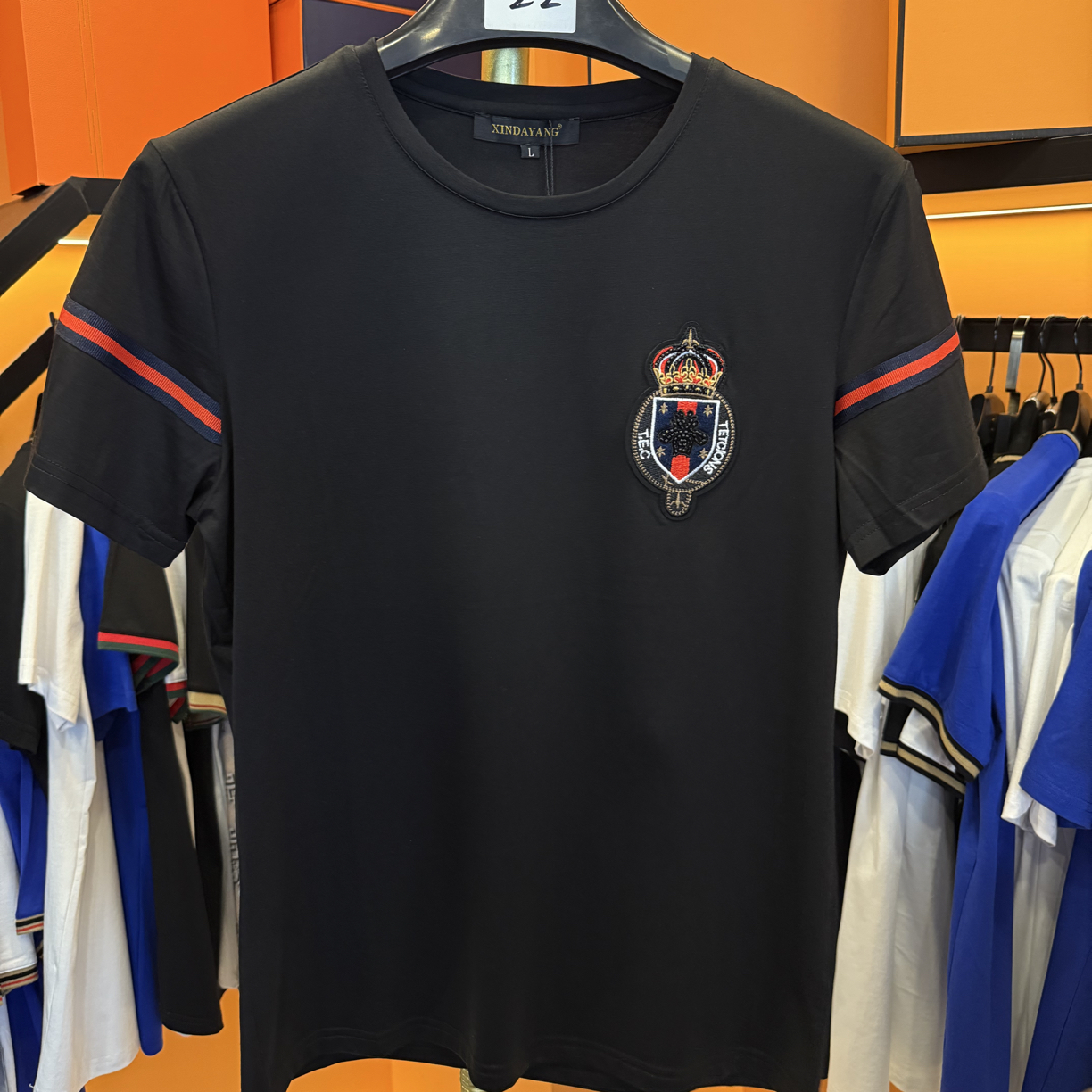 九十一号链接--T99268--小标简约百搭短袖丝光棉T恤刺绣