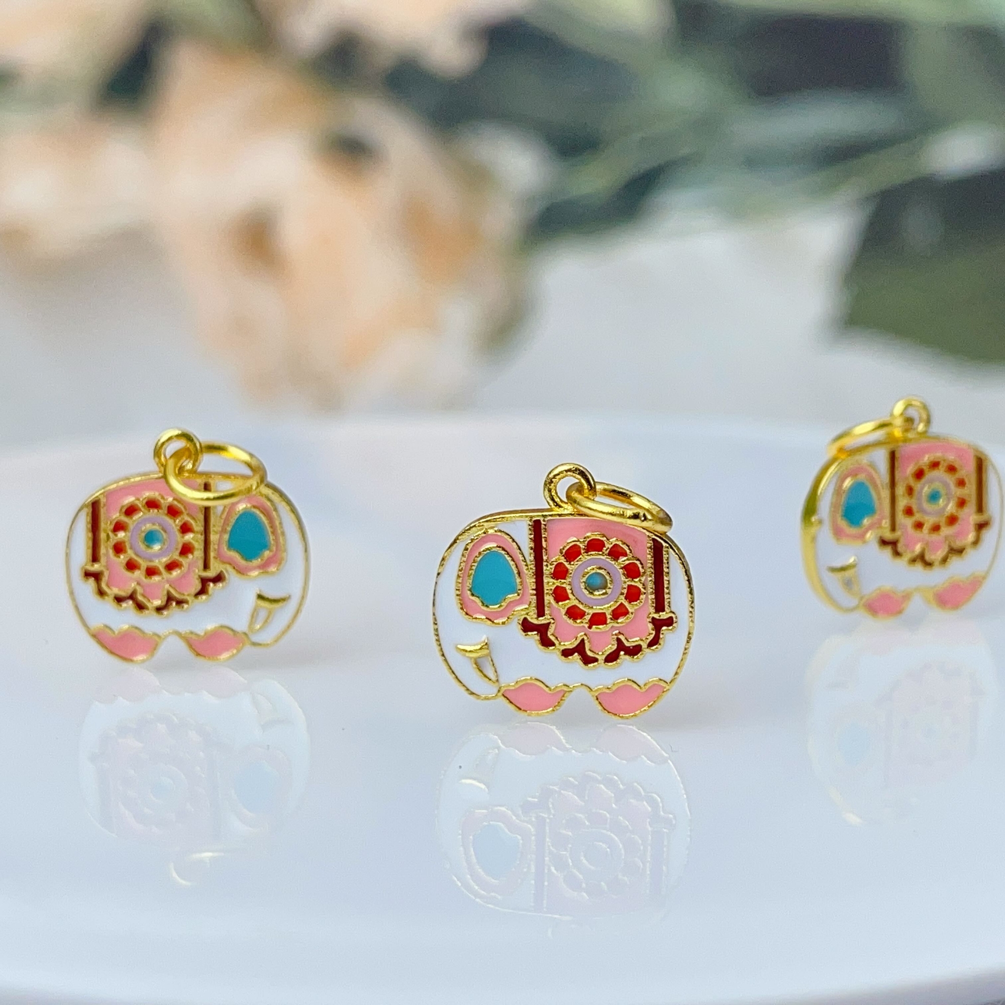 【千奇饰品】B532 烧蓝大象小号滴流DIY宽11.7*11.5mm