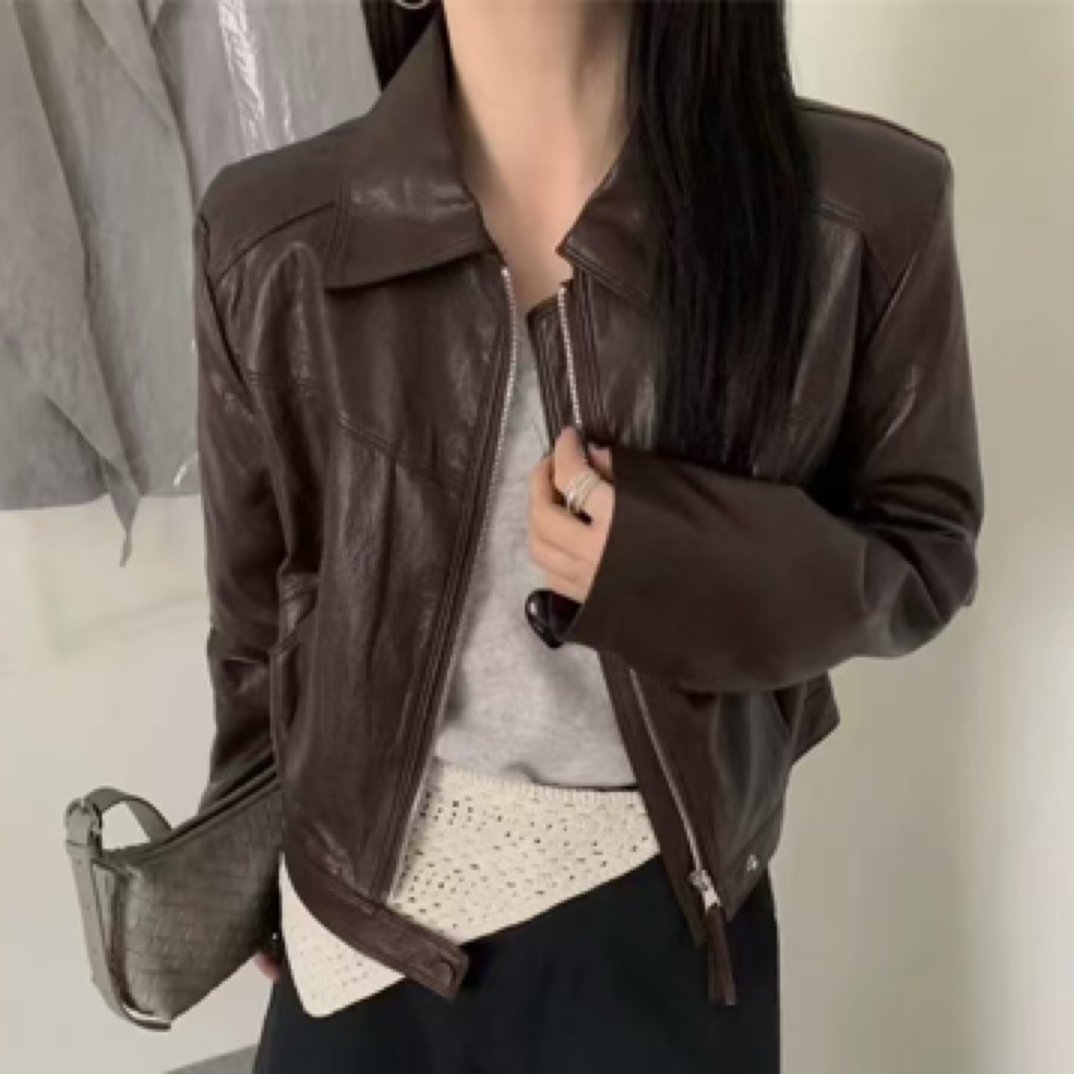 秋冬款短款机车皮衣外套