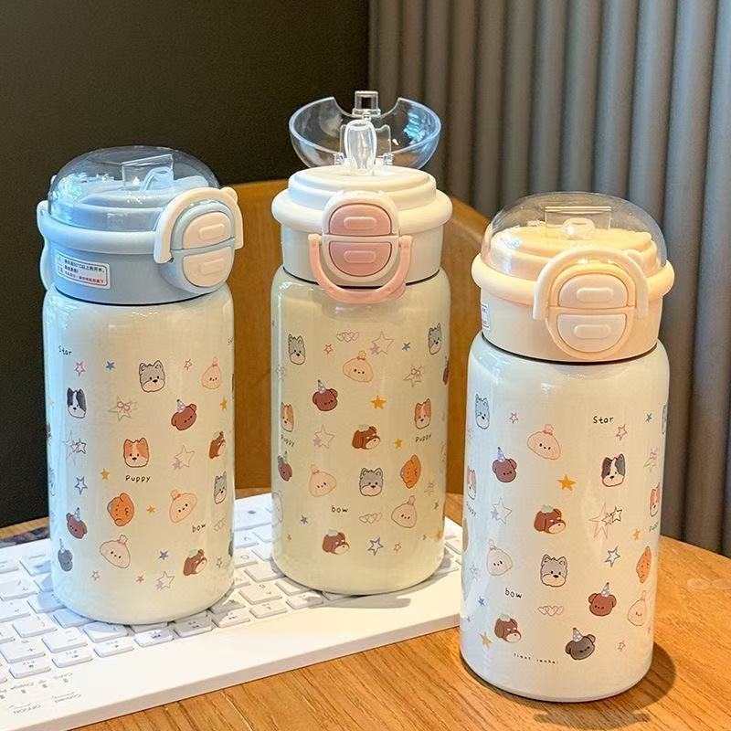 新款2025保温杯高颜值可爱风儿童水杯大容量女生吸管杯学生专用