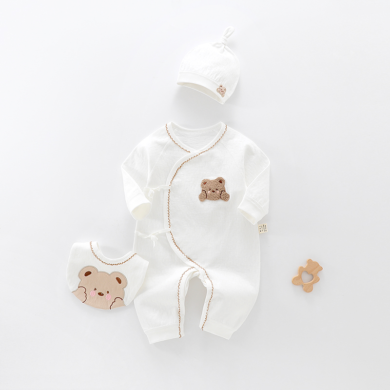 （新生儿）萌萌熊崽  宝宝纯棉四季连体蝴蝶衣 清新可爱款