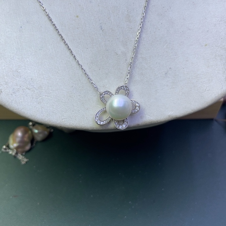 淡水珍珠项链银S925镶嵌