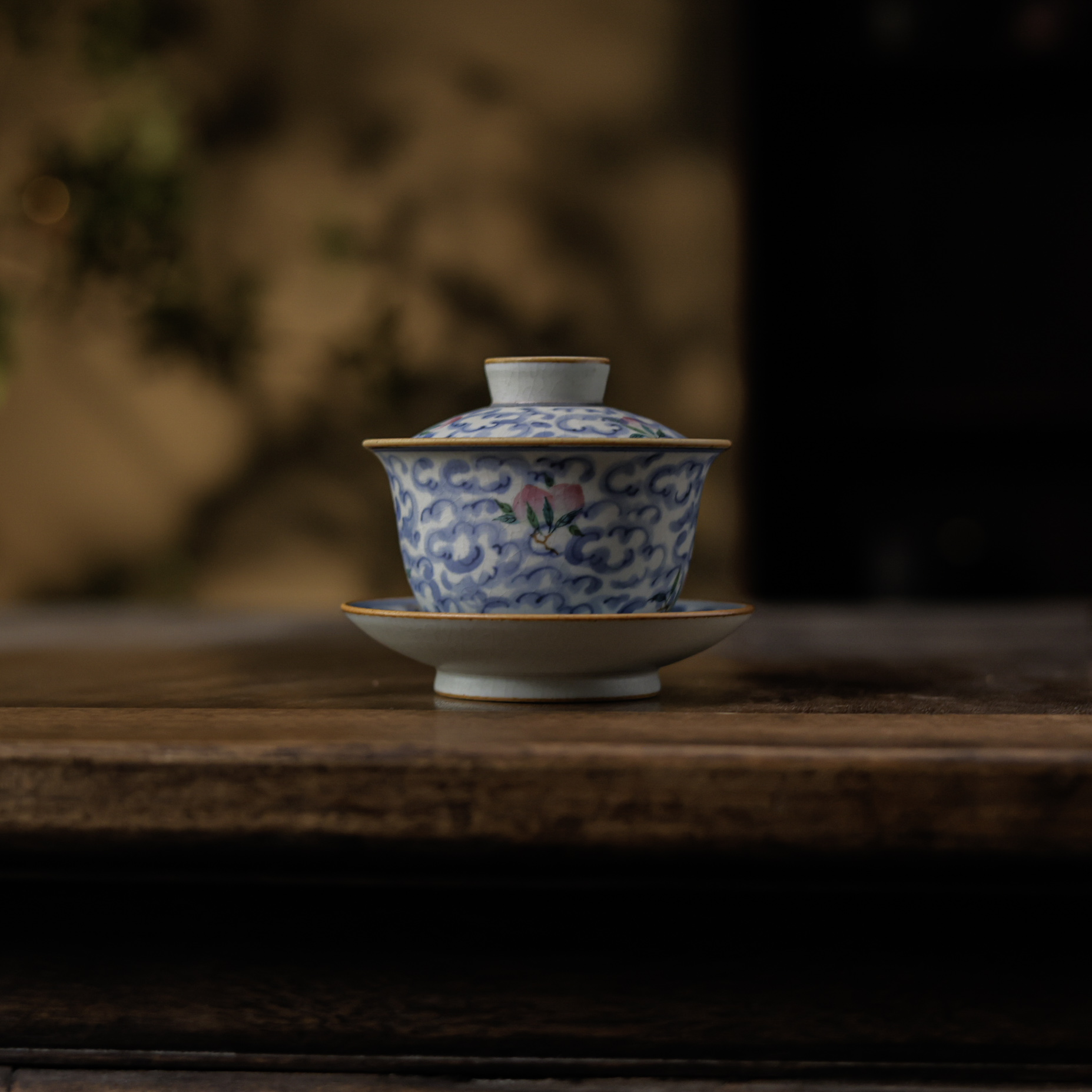 【小田甄陶】祥云桃子-朴云堂-三才盖碗（朴碗0219）