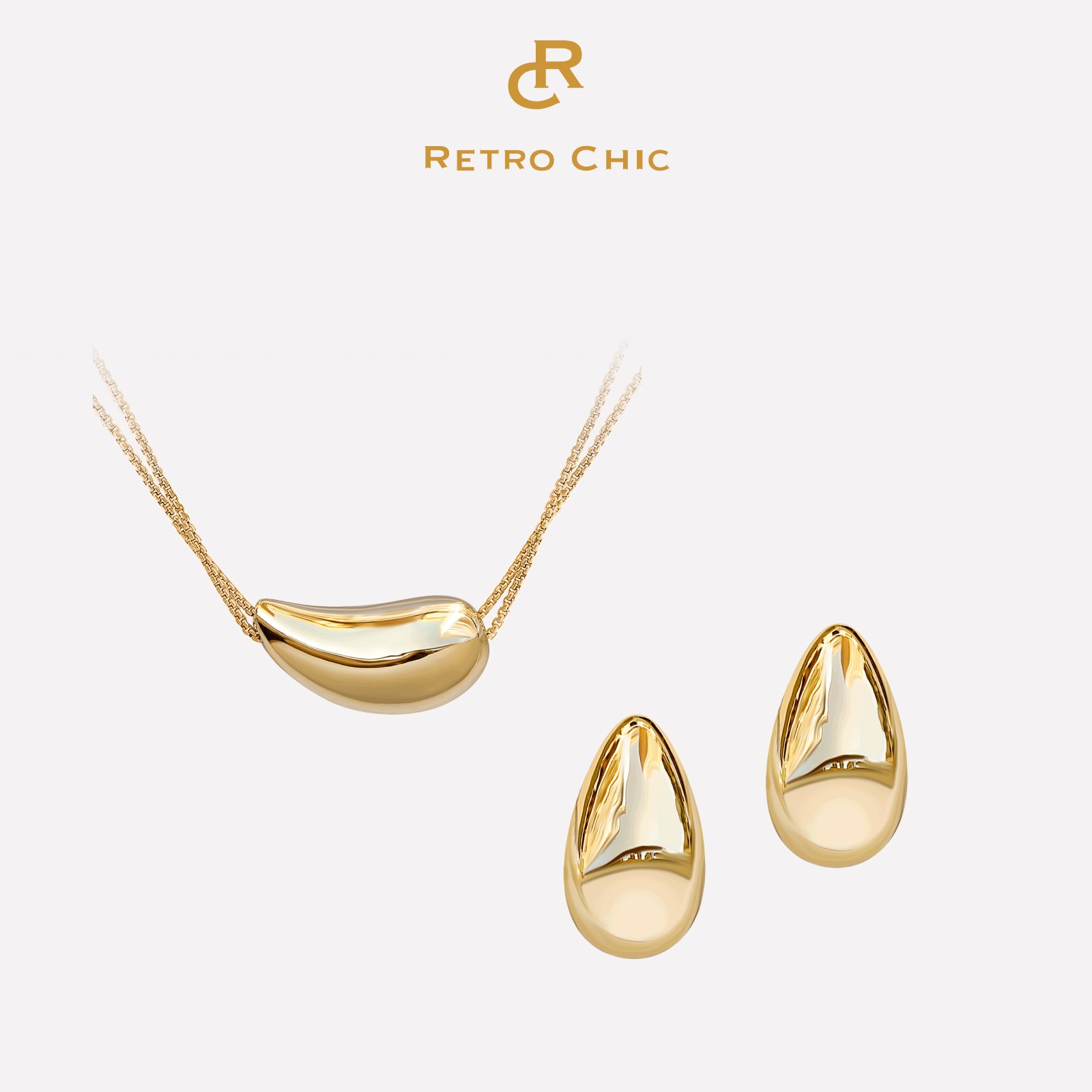 铜合金耳饰 RC RETRO CHIC 意大利复古时尚创意首饰 小水滴两件套