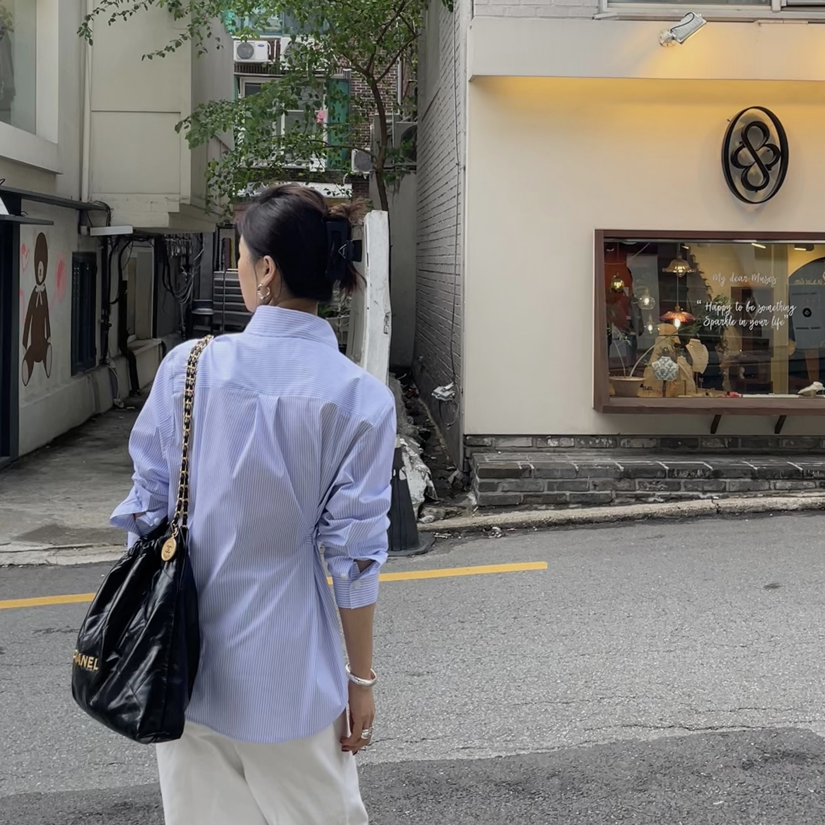 【丽姐女装】条纹收腰衬衫｜清爽兼温柔 干净显瘦挺括裁剪衬衫W0732