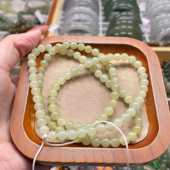 和田玉珠串6mm未镶嵌