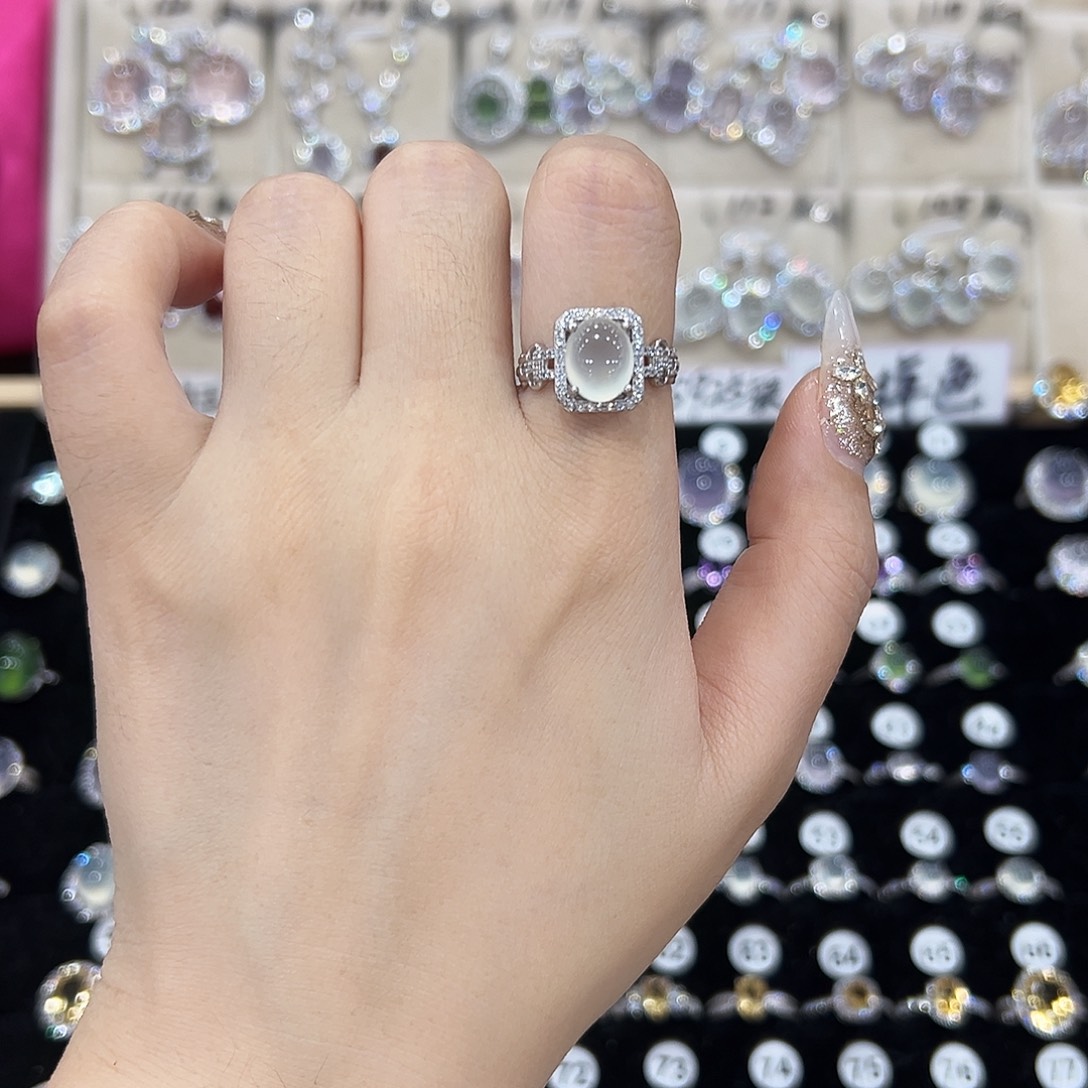 蛇纹石玉银S925镶嵌戒指福利款