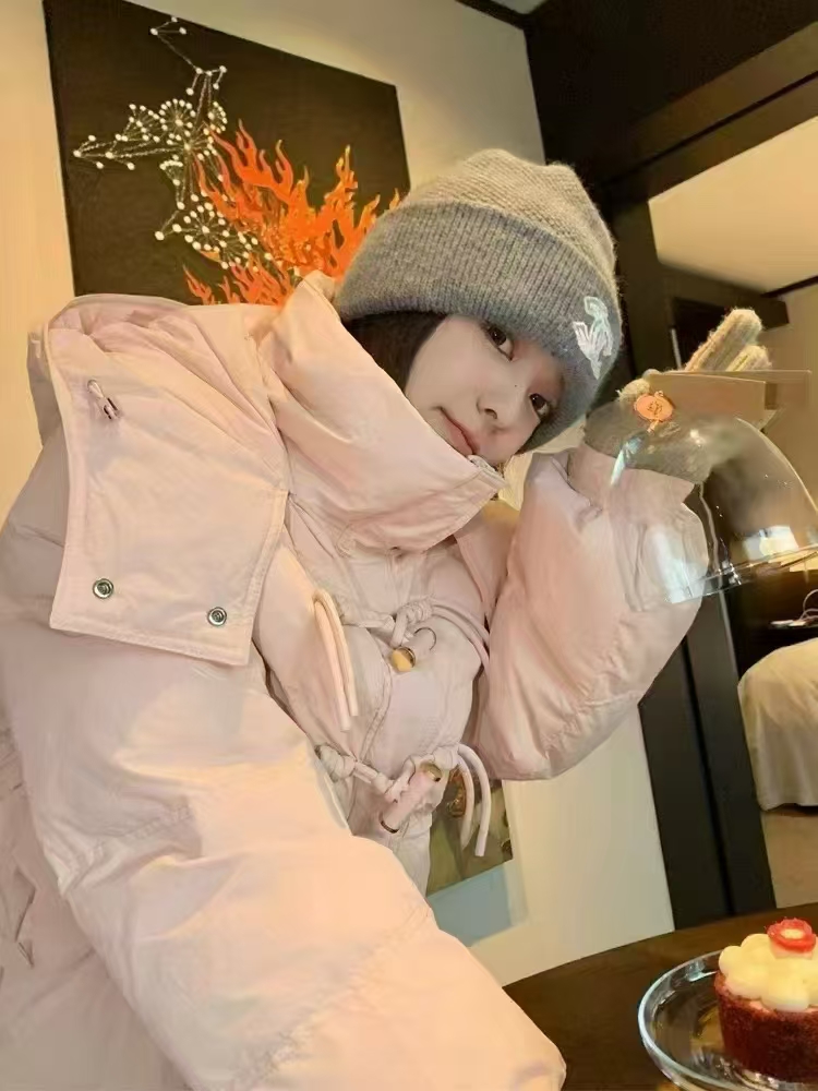 2505款竹节扣宽松型长款羽绒服保暖加厚冬季女款时尚厚款网红爆款