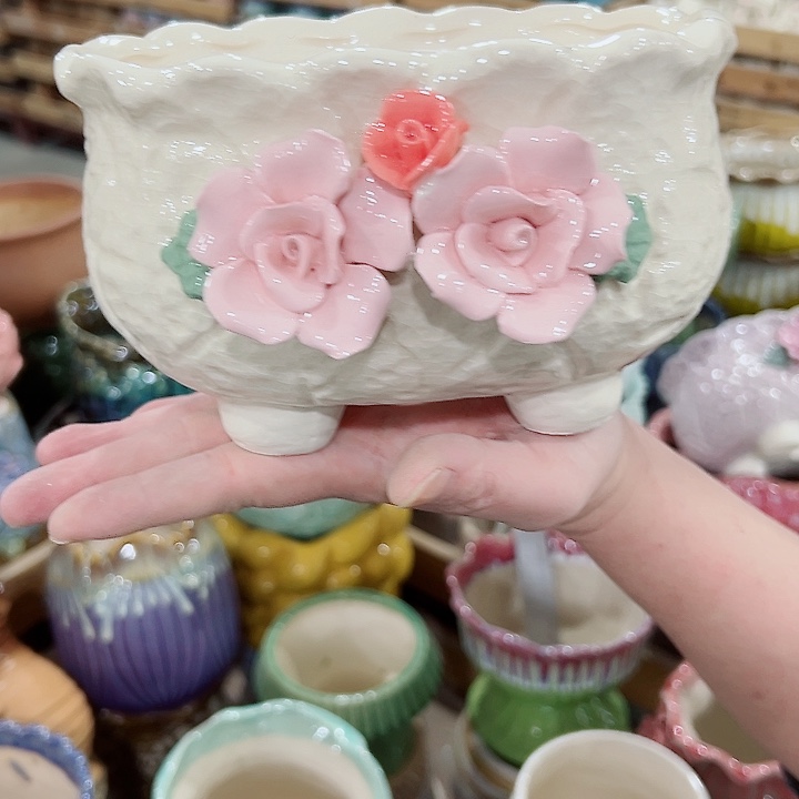 有孔.凑满10元发货多肉陶瓷花盆！