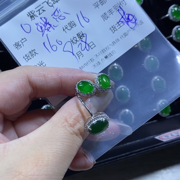 蝶****翡翠银S925镶嵌颈饰天然翡翠