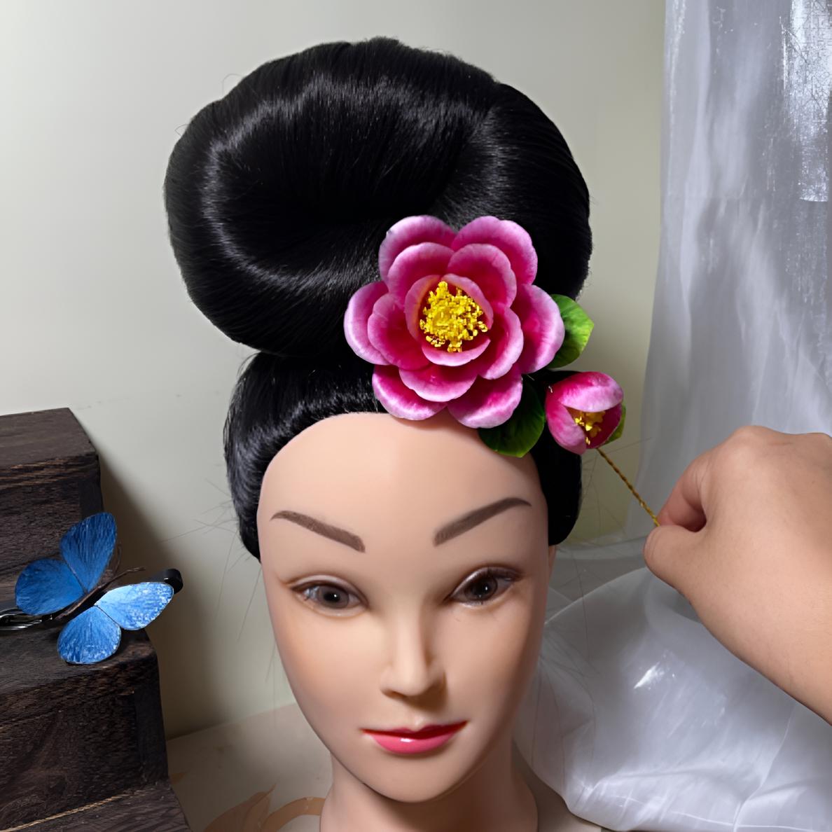 非遗绒花，牡丹，苗族头花。