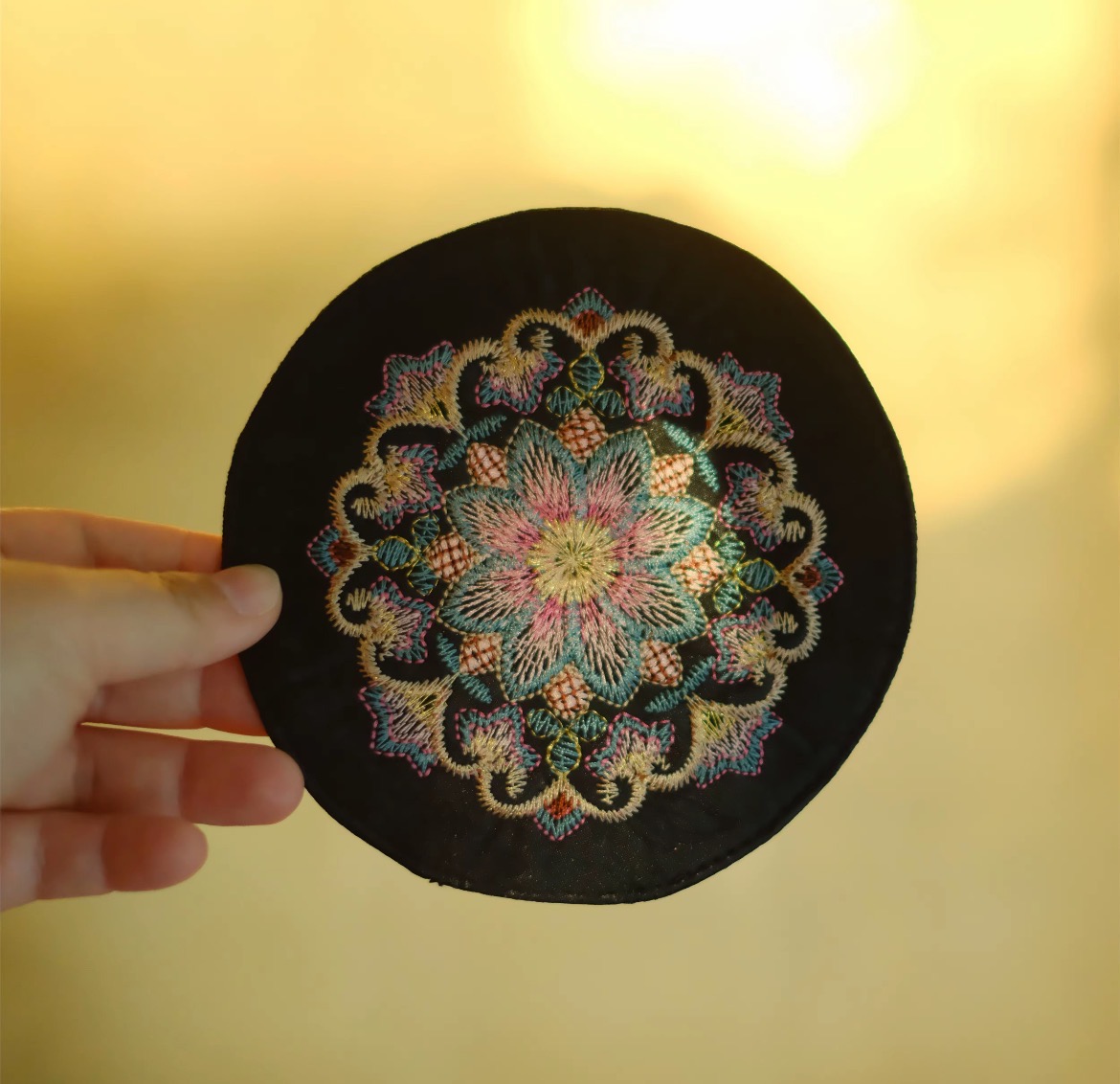 灵源山房甄选-问春风【墨绽粉花】双面杯垫加厚防烫隔热泡茶垫