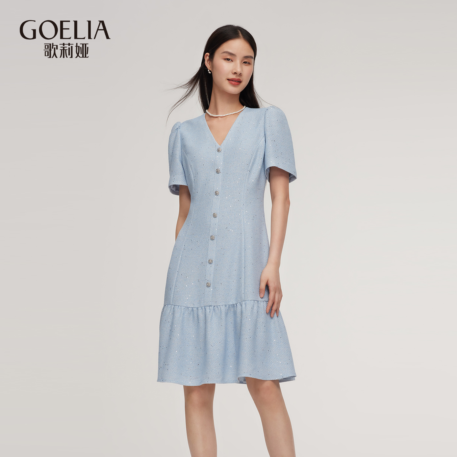 歌莉娅 夏季新品  珠片小香风连衣裙  1E3R4K01A