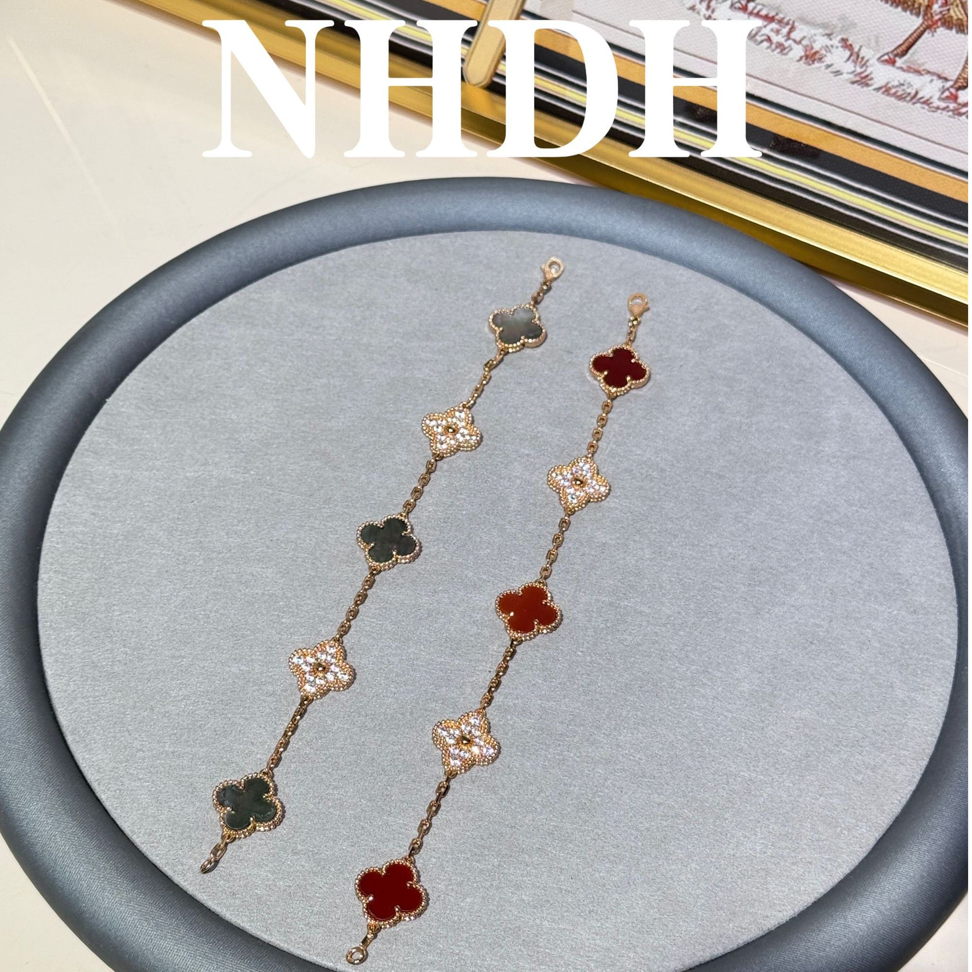 合金合成锆石手链 时尚款镀k 金间隔五花手链