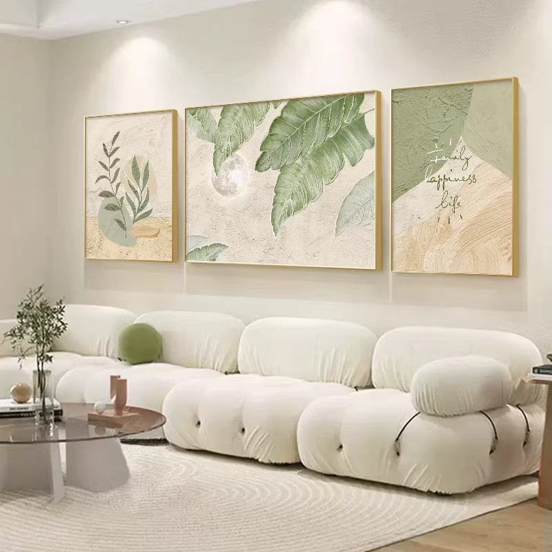 2025新款家大业大高档大气客厅背景墙三联挂画轻奢风格沙发装饰画