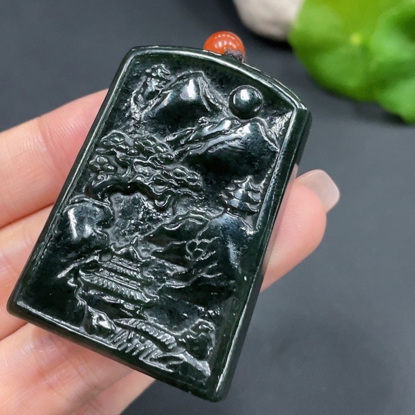 F2-天然和田玉-山水牌