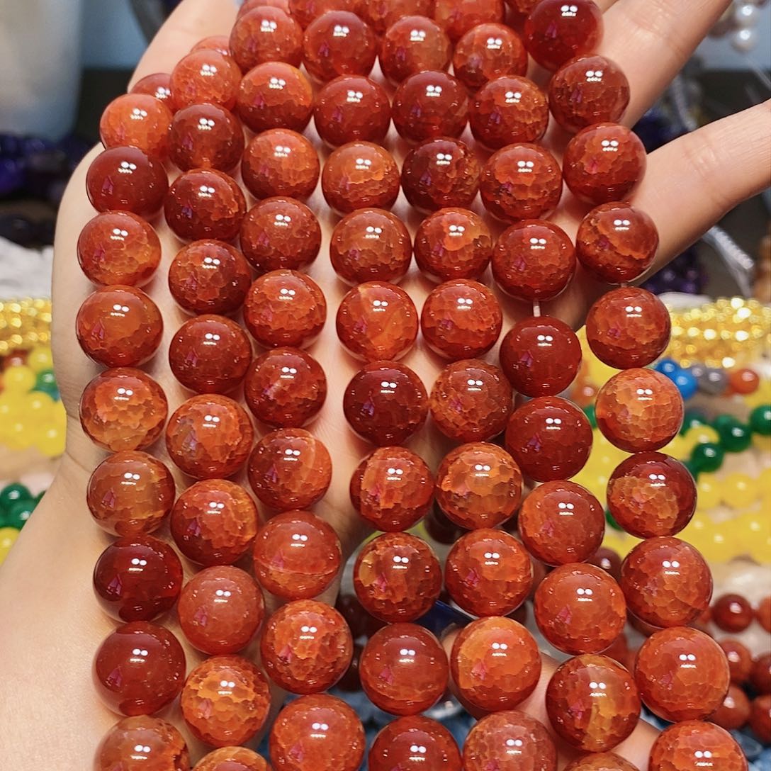 玛瑙/玉髓散珠14mm红龙鳞玛瑙一条