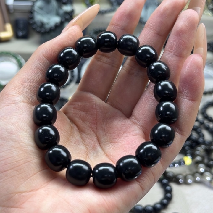 和田玉未镶嵌手链黑青老型12