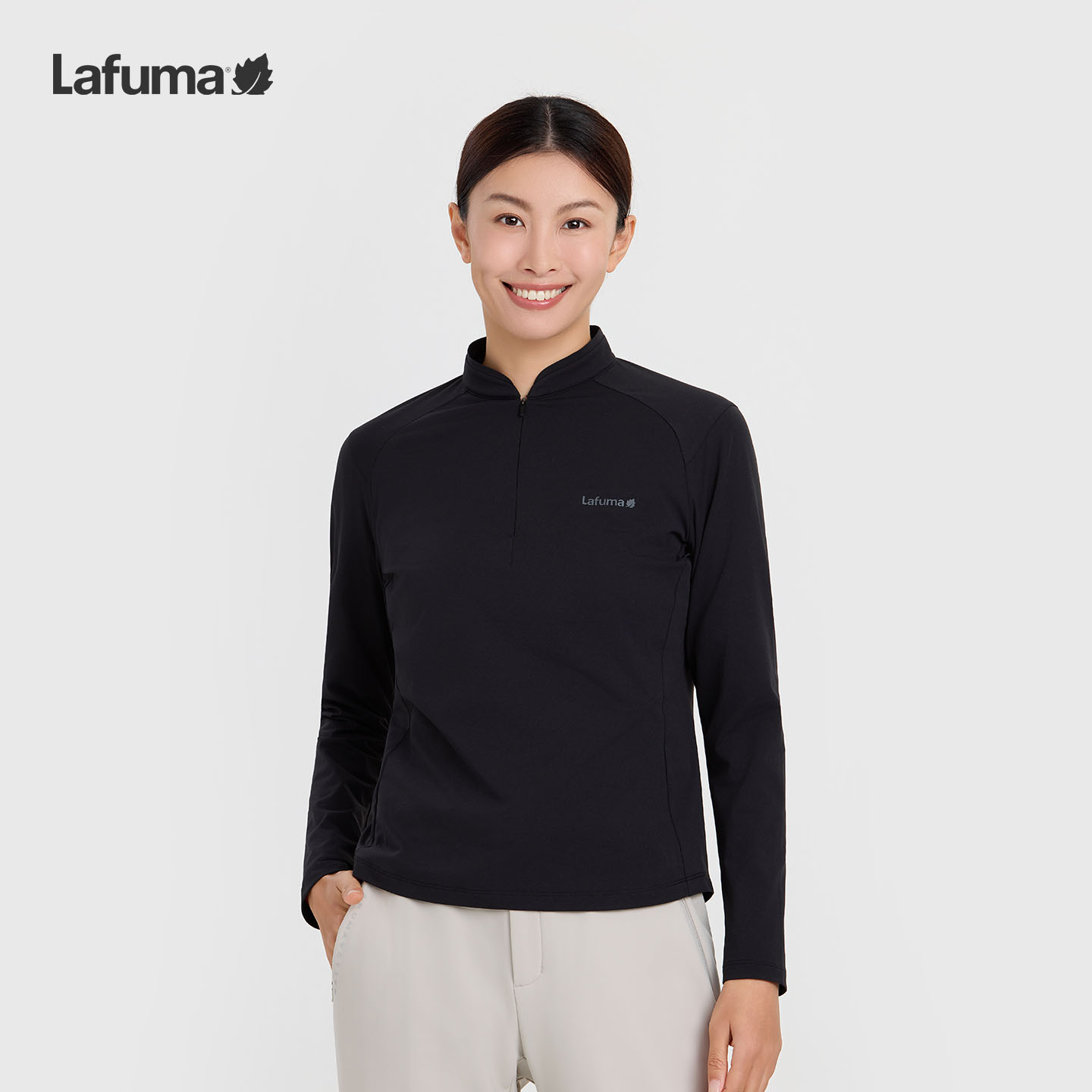 LAFUMA乐飞叶户外25秋冬速干半拉链长袖T恤女休闲打底衫LFTS5CL70