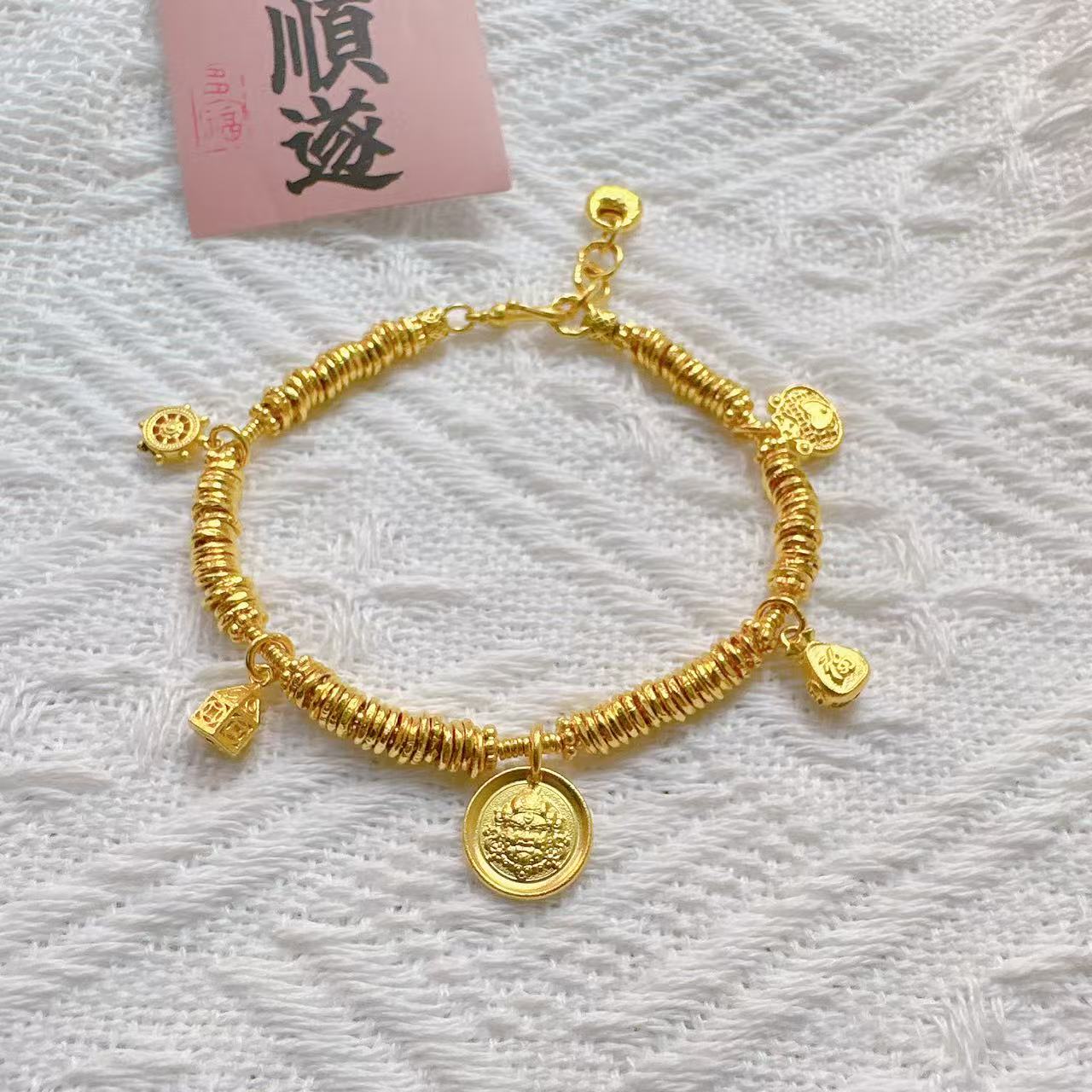 足金999饰品 黄金投资金 卡四盘缠碎金混搭 15手围 26.32 