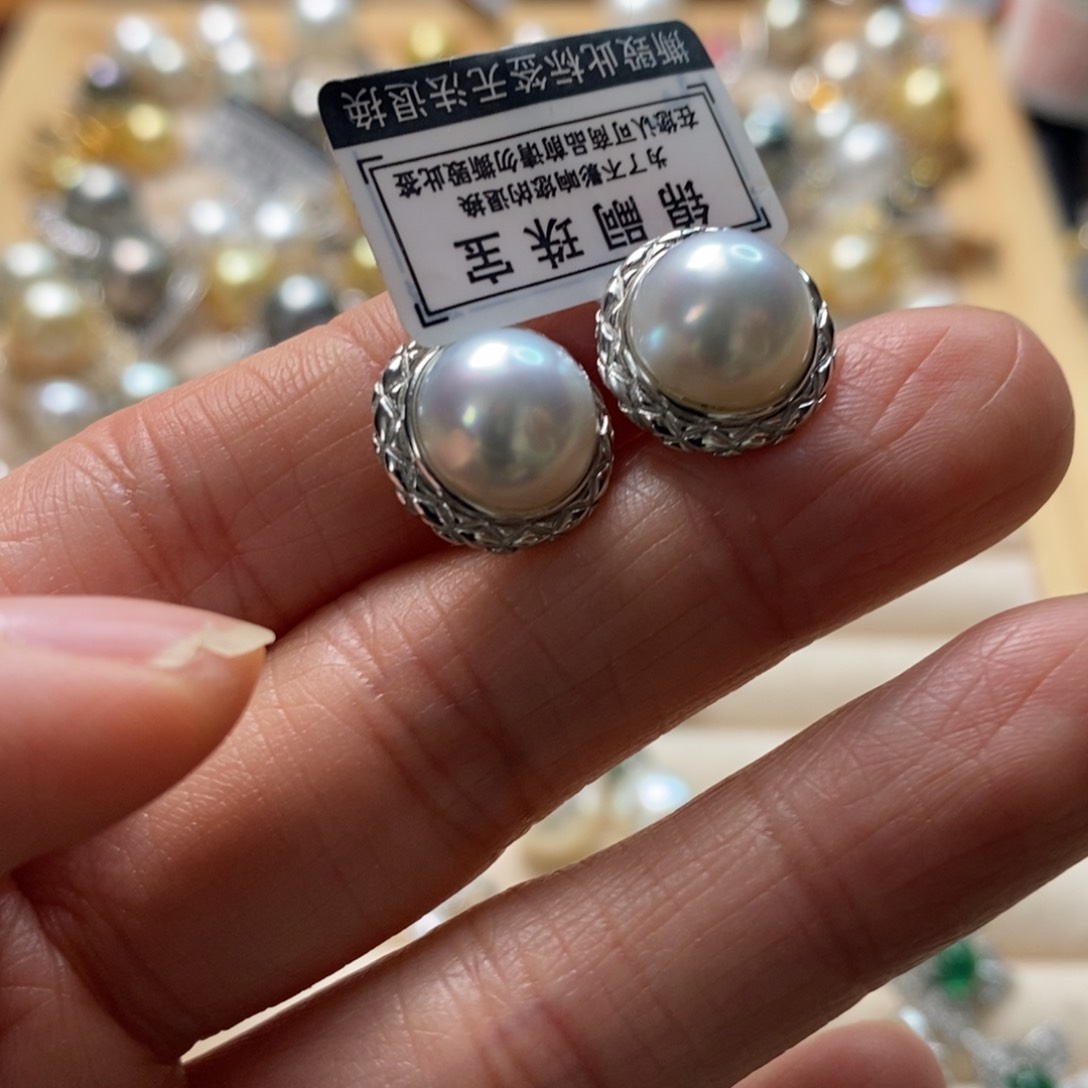 拼合珍珠（马贝珠）耳饰银S925镶嵌
