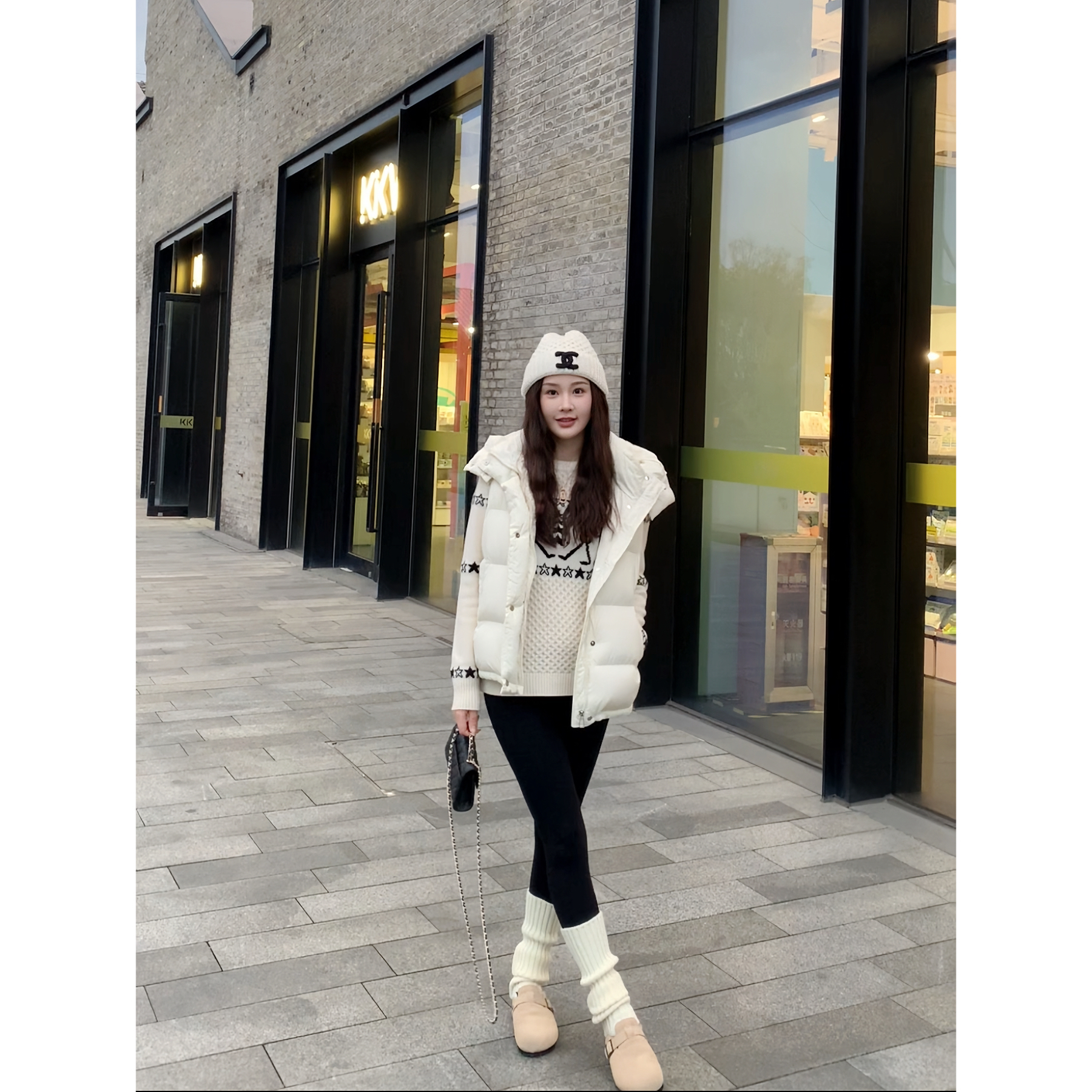 CANTIILAR “华夫格”重磅提花100%羊毛圆领毛衣   5J9539 