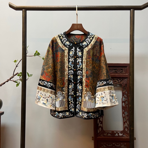 【春娘】老皮子香云纱重工刺绣新中式上衣外套W50046