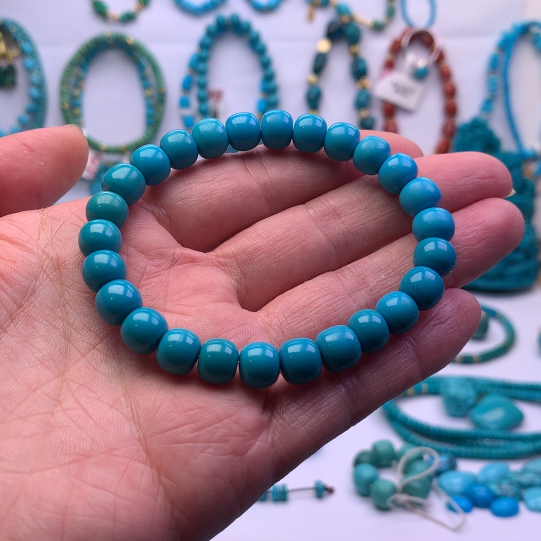 绿松石未镶嵌老型手串真好看