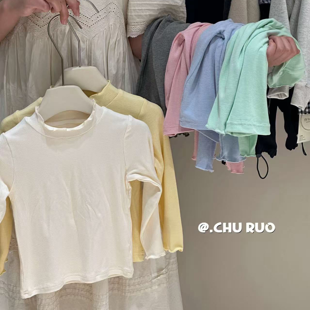 【小里物童品】25秋冬新款品牌童装女童白色粉色灰色木耳边打底