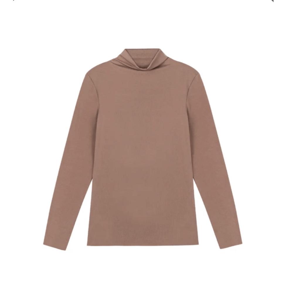 长袖女T恤怡特美春秋女士打底衫双面半高领加绒针织