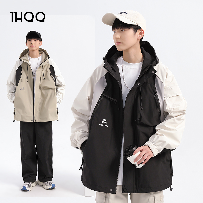 中大童春装外套春秋新款男孩初中生冲锋衣男童风衣男大童休闲上衣