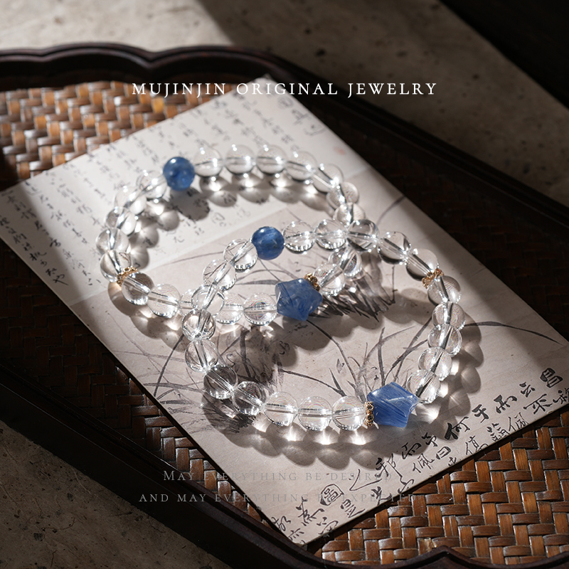 【木槿槿】天然白水晶手链女款约8m单圈时尚饰品串珠手串多样性发一