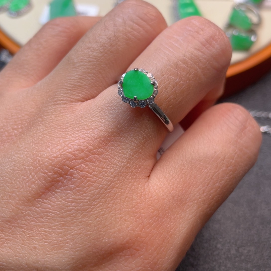 翡翠吊坠(不含链)银S925镶嵌戒指